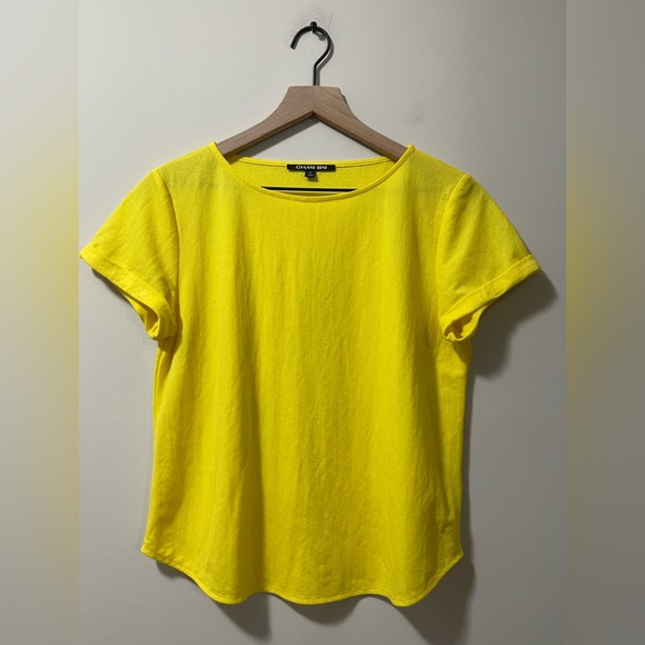 Gianni Bini Golden Yellow Casual Comfy Soft Cuff Sleeves Shirt Size Small - Picture 3 of 8